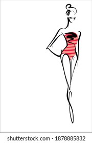 
Fondo del VECTOR con un
elegante  boceto de gráficos dibujado a mano original de la moda   con una hermosa joven en bikini para el deporte de diseño es el logo para el fitness 
