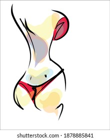 
VECTOR Background with a
stylish  fashion original hand-drawn graphics sketch   with beautiful young girl in bikini for design sport are fitness  logo 

