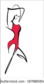 
VECTOR Background with a
stylish  fashion original hand-drawn graphics sketch   with beautiful young girl in bikini for design sport are fitness  logo 
