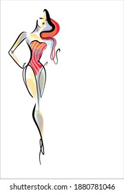 
Fondo del VECTOR con un
elegante  boceto de gráficos dibujado a mano original de la moda   con una hermosa joven en bikini para el deporte de diseño es el logo para el fitness 
