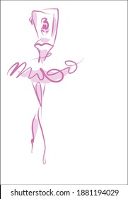 
VECTOR Background with a
stylish  fashion original hand-drawn graphics sketch   with beautiful young ballerina for design art ballet logo 