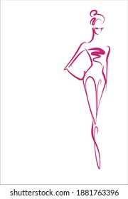 
VECTOR Background with a stylish  fashion original hand-drawn graphics sketch   with beautiful young girl in bikini for design sport are fitness  logo 
