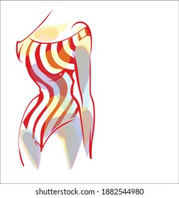 
VECTOR Background with a
stylish  fashion original hand-drawn graphics sketch   with beautiful young girl in bikini for design sport are fitness  logo 
