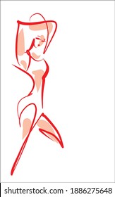 
VECTOR Background with a
stylish  original hand-drawn sketch graphics with beautiful young girl model in bikini for fashion design logo 