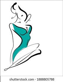 
VECTOR Background with a
stylish  original hand-drawn sketch graphics with beautiful young girl model in bikini for fashion design logo 