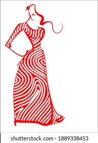 
Fondo del VECTOR con un
diseño original y elegante de dibujos gráficos dibujados a mano con un hermoso modelo de chica joven en el logotipo de diseño de ropa 