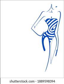 
Fondo del VECTOR con un
diseño original y elegante de dibujos gráficos dibujados a mano con el hermoso modelo de chica joven en bikini para el logo de diseño de moda 