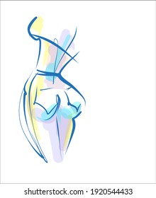 
Fondo del VECTOR con un
elegantes gráficos originales de boceto dibujado a mano con el logo de diseño de moda de una bella joven en jeans 