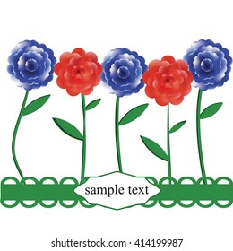 Vector background with stylized flower; leaves. Invitation and greeting card with bunch of flowers. Floral abstract Decorative illustration with text box for celebration and holiday.