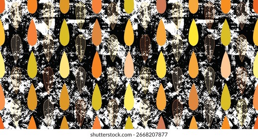 Vector background of stylized leaves, autumn leaves, geometric ordered structure, seamless pattern