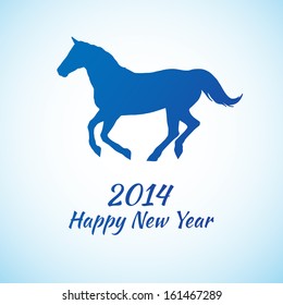 Vector background with stylized silhouette horse symbol of new year 2014