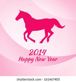 Vector background with stylized silhouette horse symbol of new year 2014 
