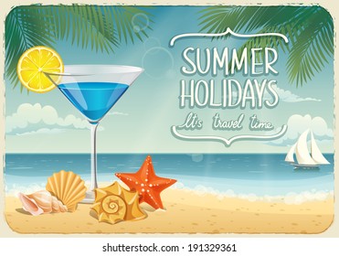 Vector background with summer elements 