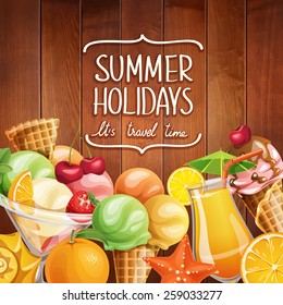 Vector Background With Summer Food Elements 