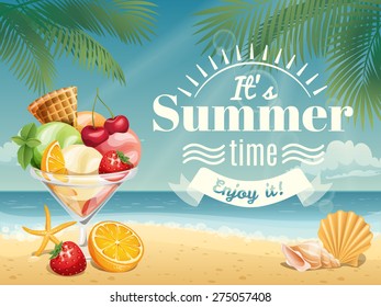 Vector background with summer food elements 