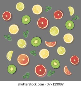 Vector background. Summer background. Fruit pattern. Isolated objects. Vector illustration. Strawberry