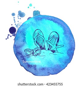 Vector background - summer journey.
Illustration sketch - summertime.
