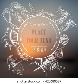 Vector background - summer journey.
Realistic, unfocused nature, landscapes sea.