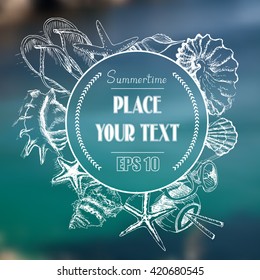 Vector background - summer journey.
Realistic, unfocused nature, landscapes sea.