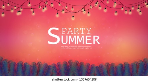 Vector Background and Summer Nights Party Flyer Design. And music festivals and celebrations and parties. and Can be used as an illustration or as a backdrop