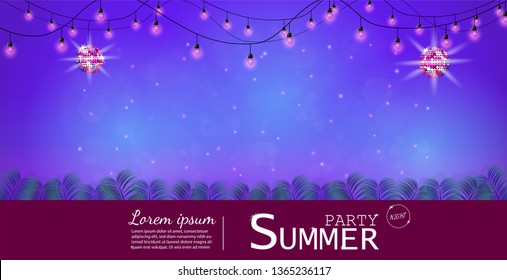 Vector Background and Summer Nights Party Flyer Design. And music festivals and celebrations and parties. and Can be used as an illustration or as a backdrop