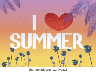  Vector background with Summer quote typography I love summer