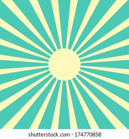 Vector background sun ray with blue and white retro color