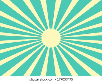 Vector Background Sun Rays With Blue And Yellow Retro Color