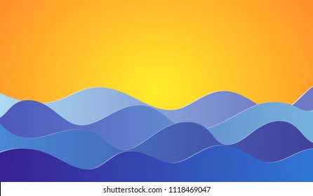 Vector background with sun and sea waves 