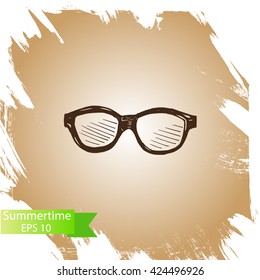 Vector background - sunglasses.
Illustration sketch - summertime.
