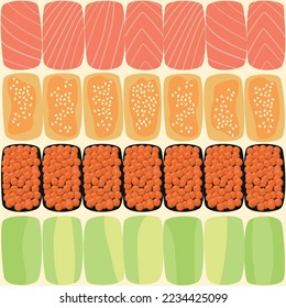Vector background with sushi rolls