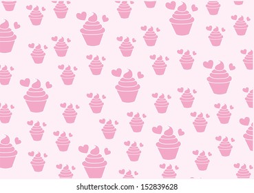 Vector Background Sweet Pink Cupcake