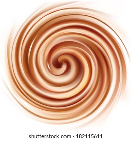 Vector background of swirling creamy chocolate texture 