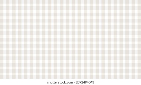 Vector background of tan and white checkered gingham pattern. Abstract, neutral, classic background. Copy space.
