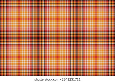 Vector background tartan of textile check texture with a fabric seamless plaid pattern in orange and gainsboro colors.