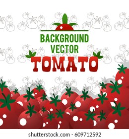 Vector background with tasty tomatoes. Template for design of packing or banner.