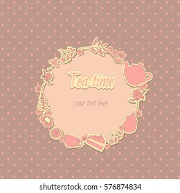 Vector background with tea party for your design
