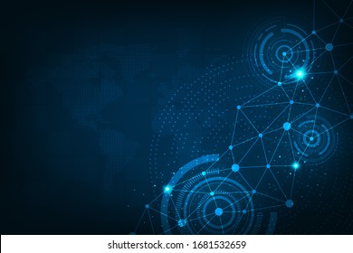 Vector background technology in the concept of data network.