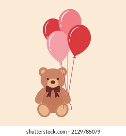 vector background with teddy bear with balloons for banners, cards, flyers, social media wallpapers, etc.