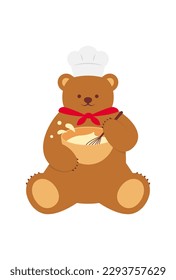 vector background with a teddy bear chef baking for banners, cards, flyers, social media wallpapers, etc.