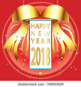 Vector background template of celebration event open congratulation ball show the Happy new year sign and ribbon paper drop everywhere