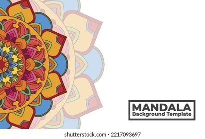 Vector background template with ornamental mandala pattern design,  Decorative flower mandala banner with place for texts