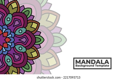 Plantilla de fondo vectorial con diseño de patrón de mandala ornamental, Banner de mandala floral decorativa con lugar para textos