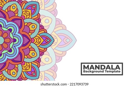 Vector background template with ornamental mandala pattern design,  Decorative flower mandala banner with place for texts