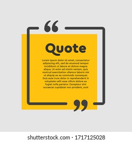 Vector background template for quote with bracket. Speech bubble with bracket. Empty frame for messages. Business card template information text message. Quote text form for motivation inspiration.