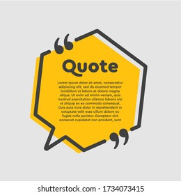 Vector background template for quote with bracket. Speech bubble with bracket. Empty frame for messages. Business card template information text message. Quote text form for motivation inspiration.