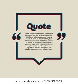 Vector background template for quote with bracket. Speech bubble with bracket. Empty frame for messages. Business card template information text message. Quote text form for motivation inspiration.