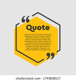 Vector background template for quote with bracket. Speech bubble with bracket. Empty frame for messages. Business card template information text message. Quote text form for motivation inspiration.