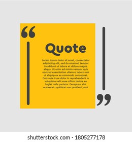 Vector background template for quote with bracket. Speech bubble with bracket. Empty frame for messages. Business card template information text message. Quote text form for motivation inspiration.
