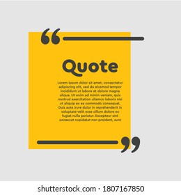 Vector background template for quote with bracket. Speech bubble with bracket. Empty frame for messages. Business card template information text message. Quote text form for motivation inspiration.